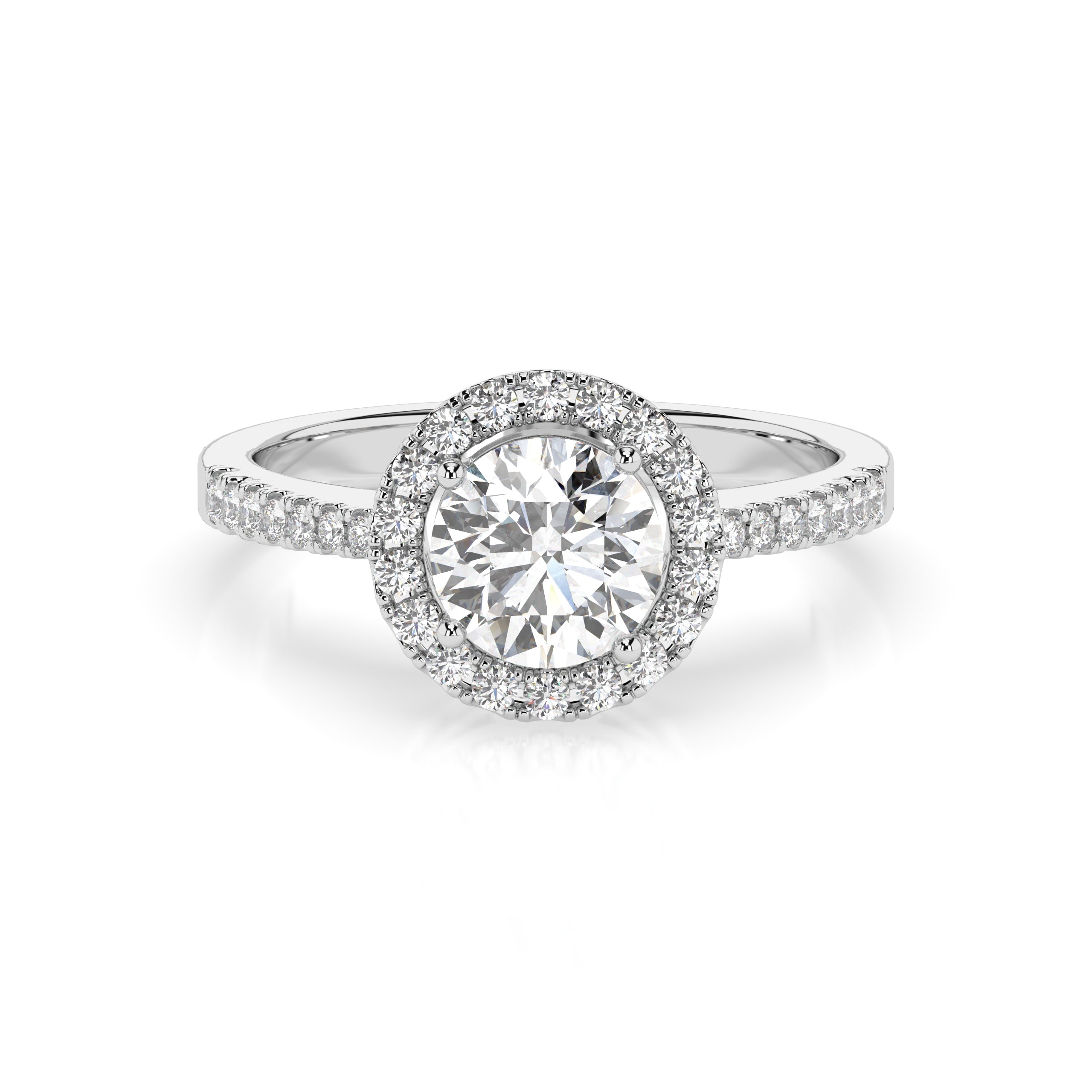 Round Halo Moissanite Ring