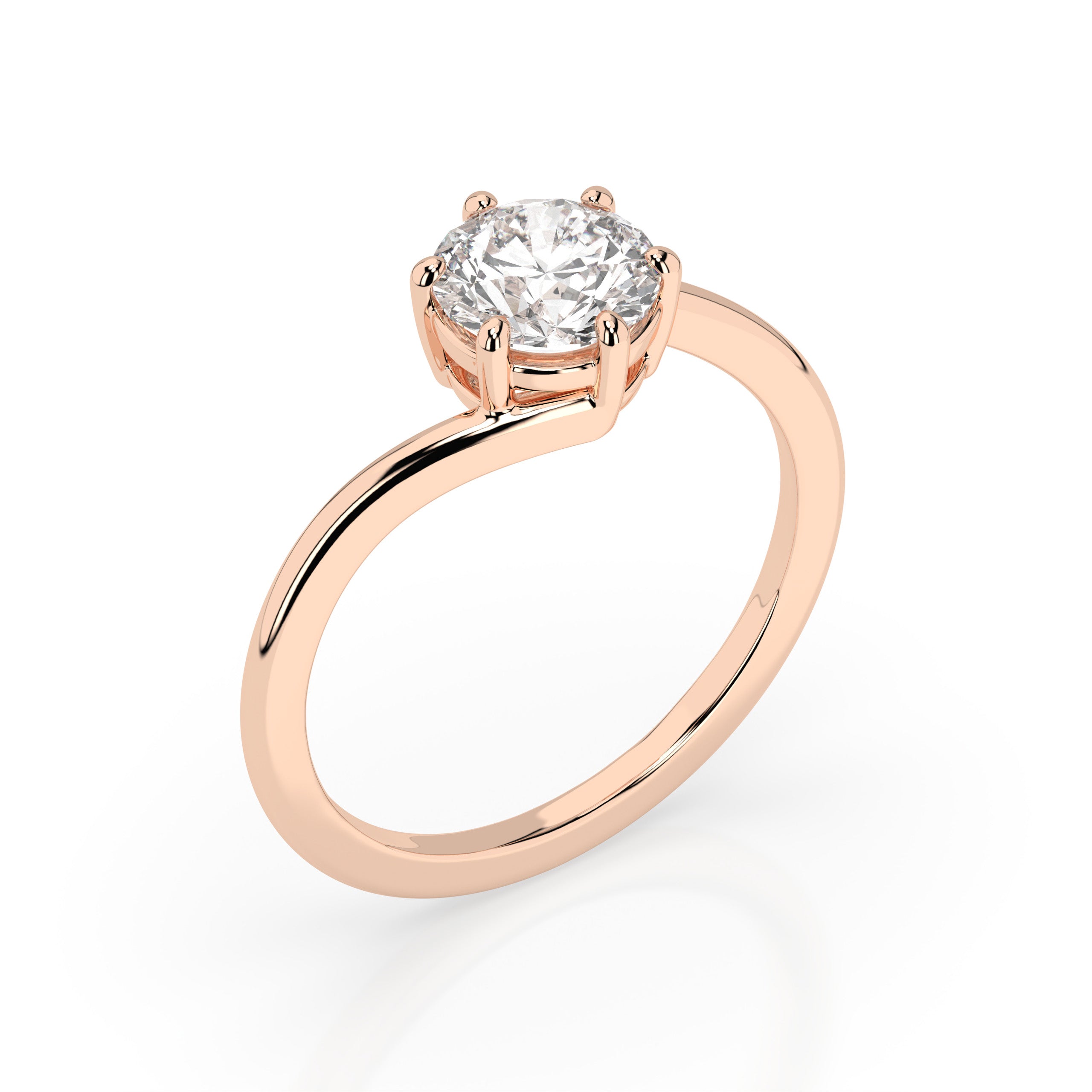 Crossover Solitaire Moissanite Ring