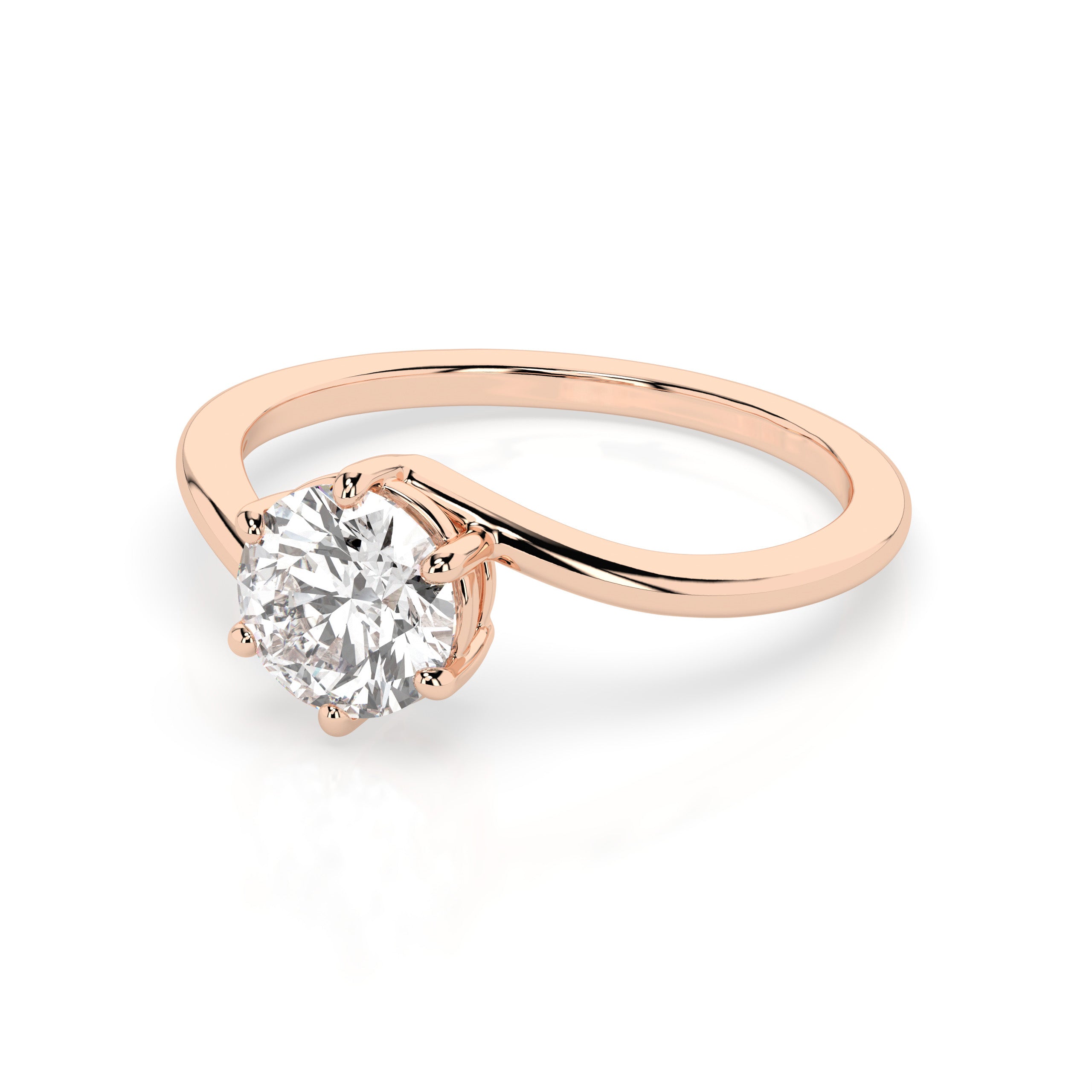 Crossover Solitaire Moissanite Ring