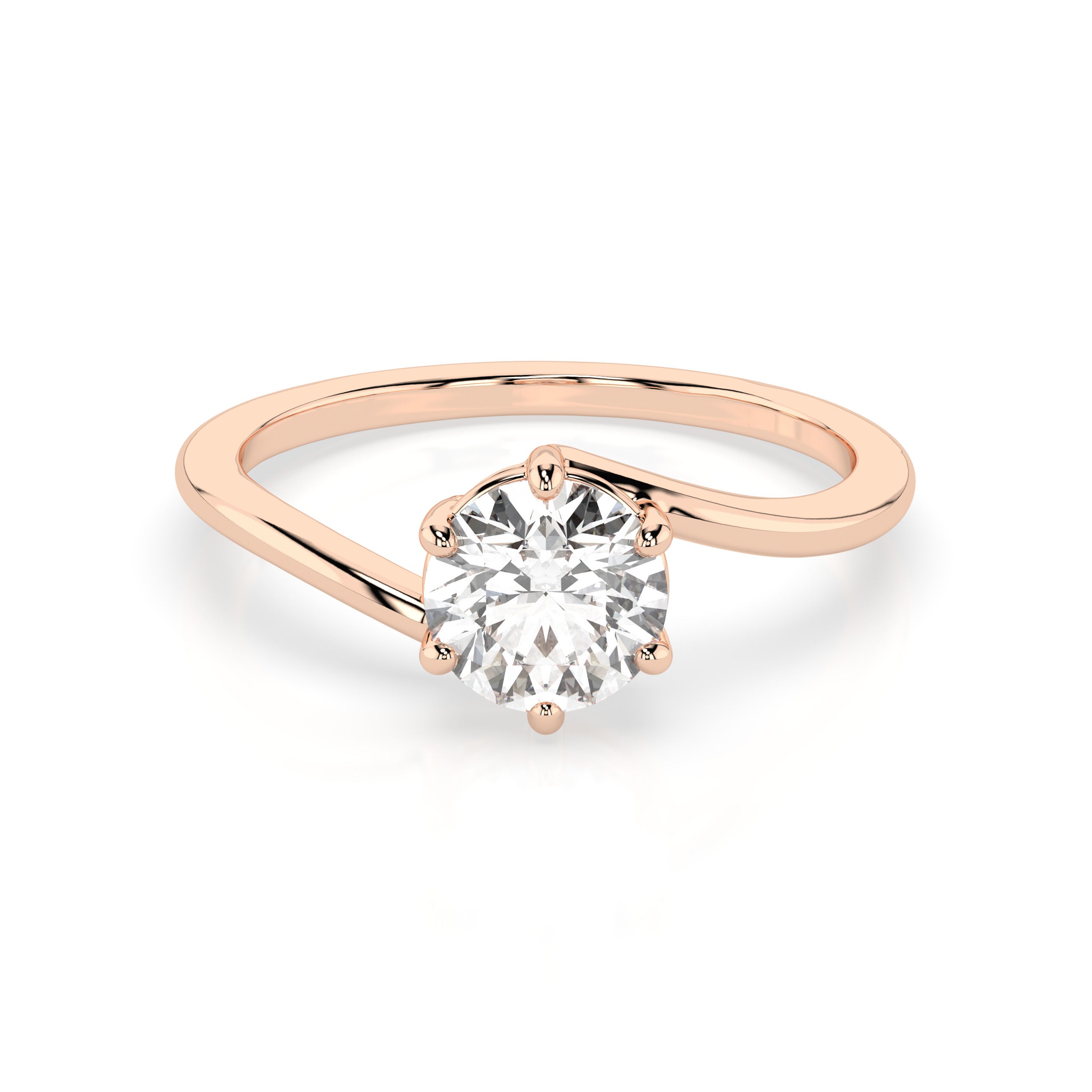 Crossover Solitaire Moissanite Ring