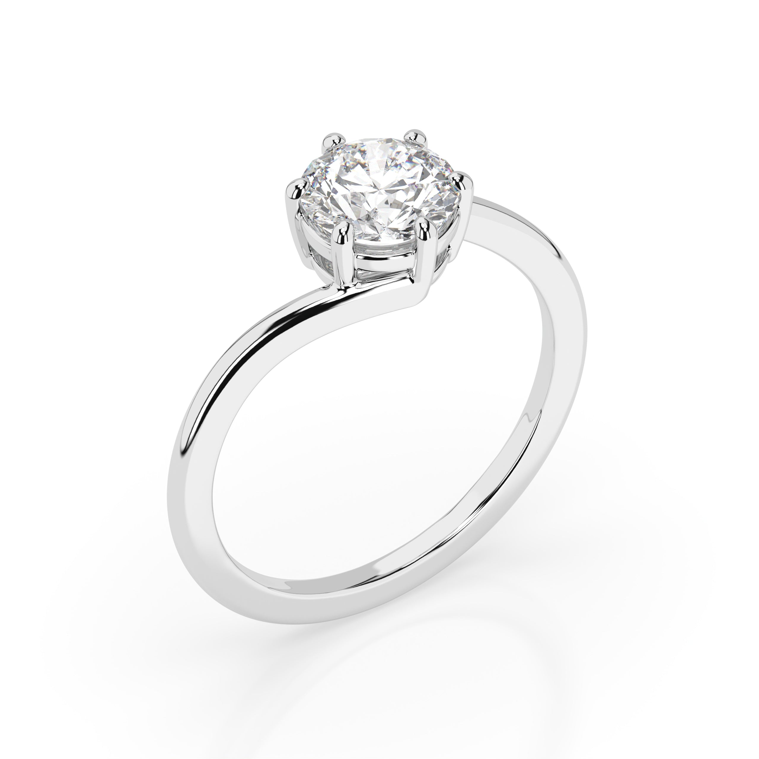 Crossover Solitaire Moissanite Ring