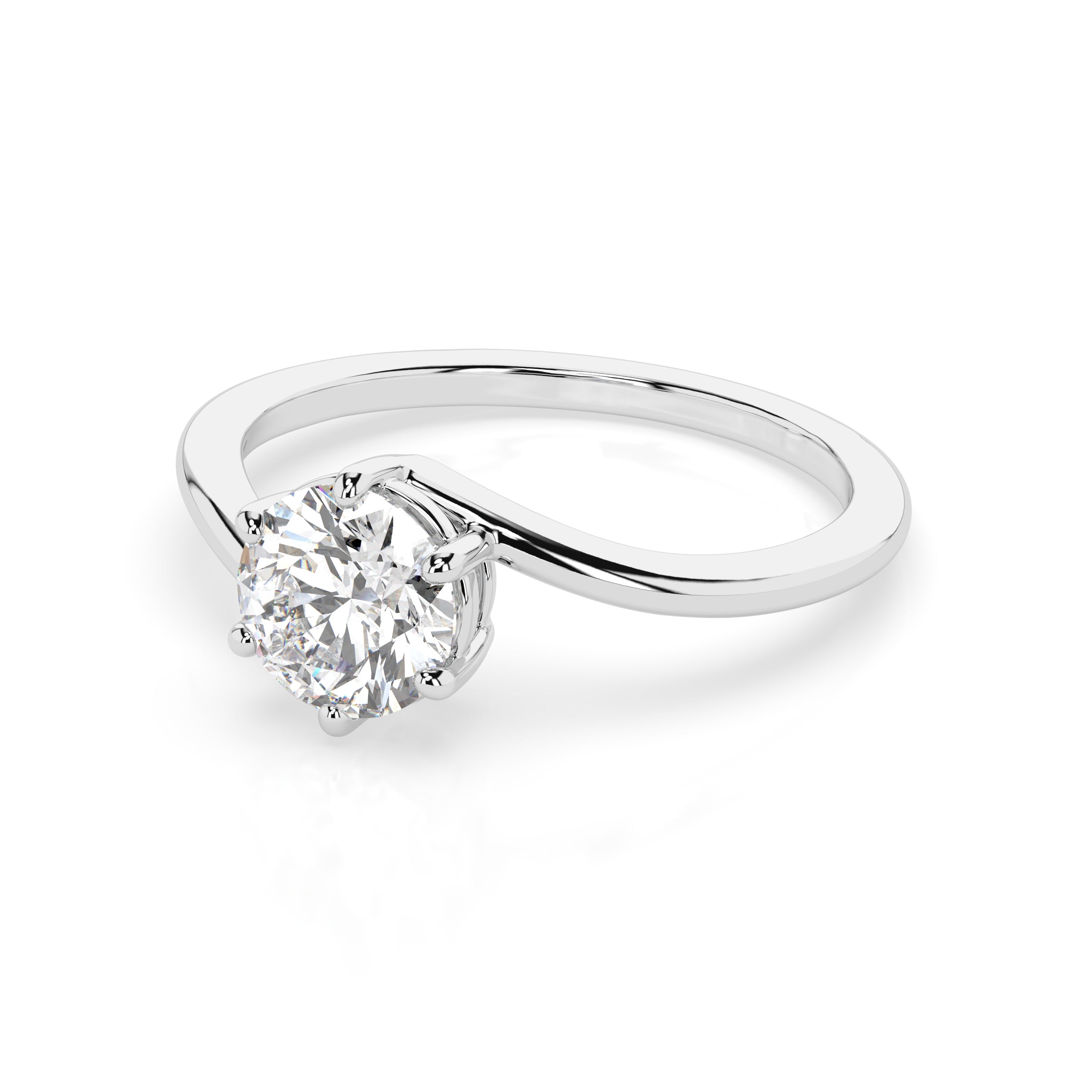 Crossover Solitaire Moissanite Ring