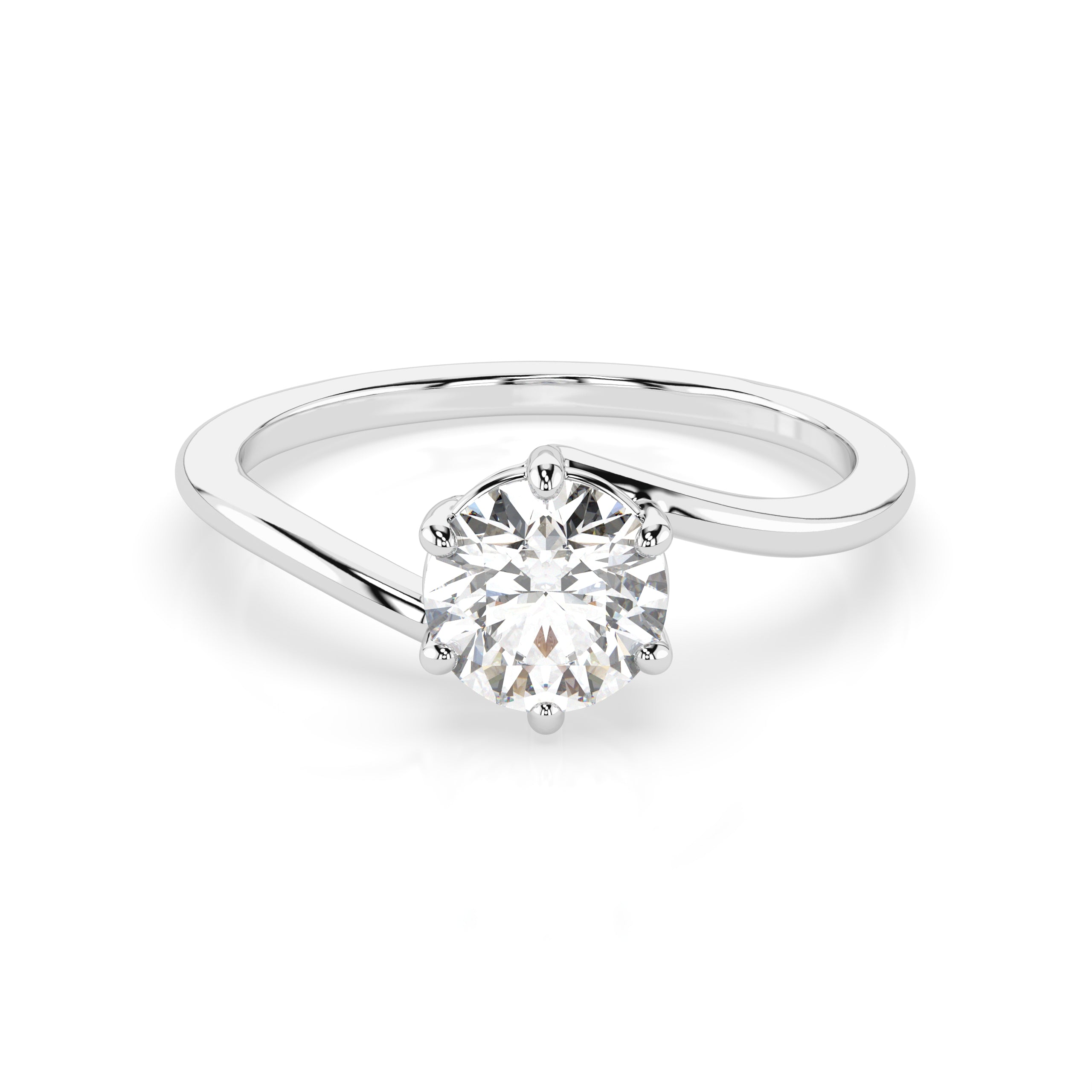 Crossover Solitaire Moissanite Ring