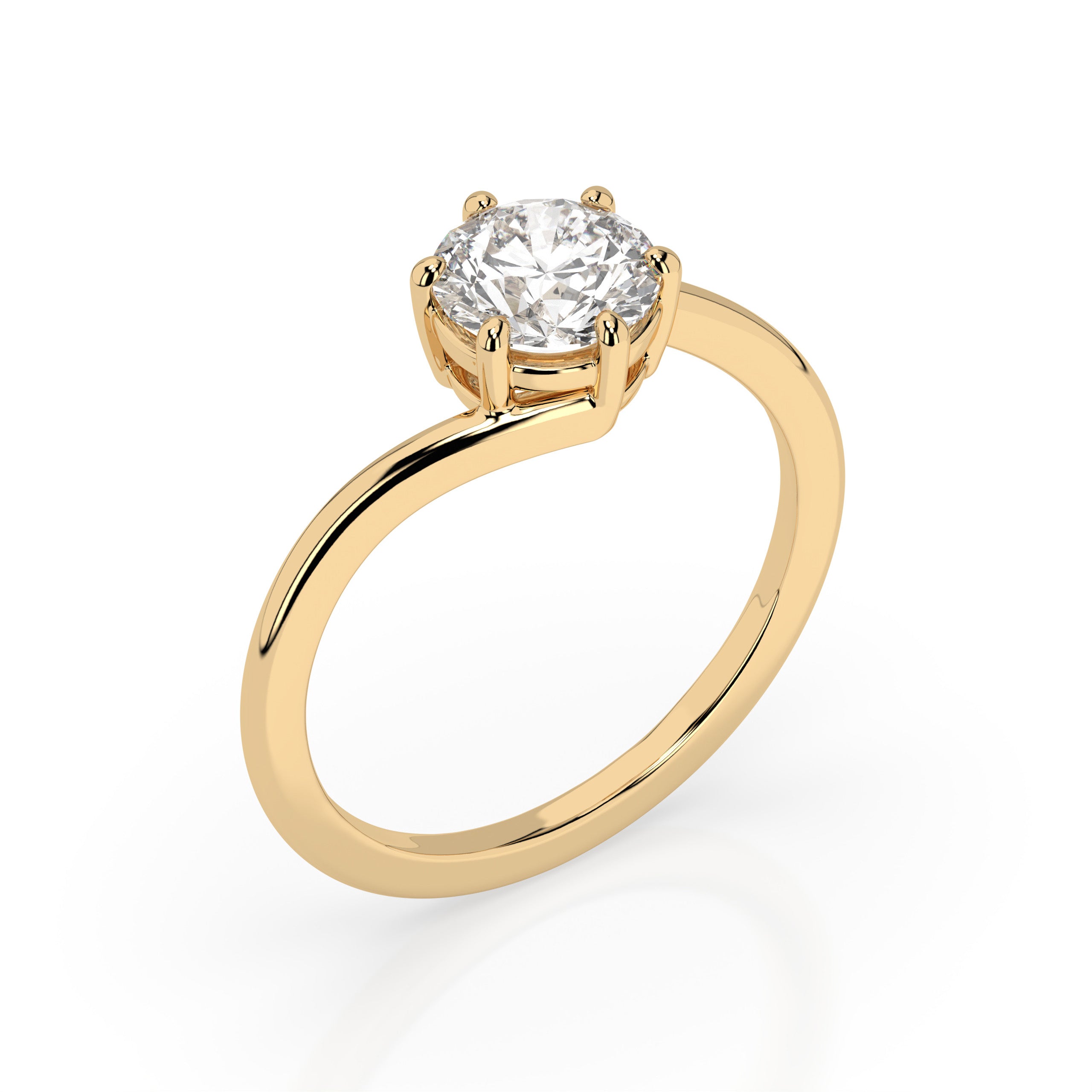 Crossover Solitaire Moissanite Ring