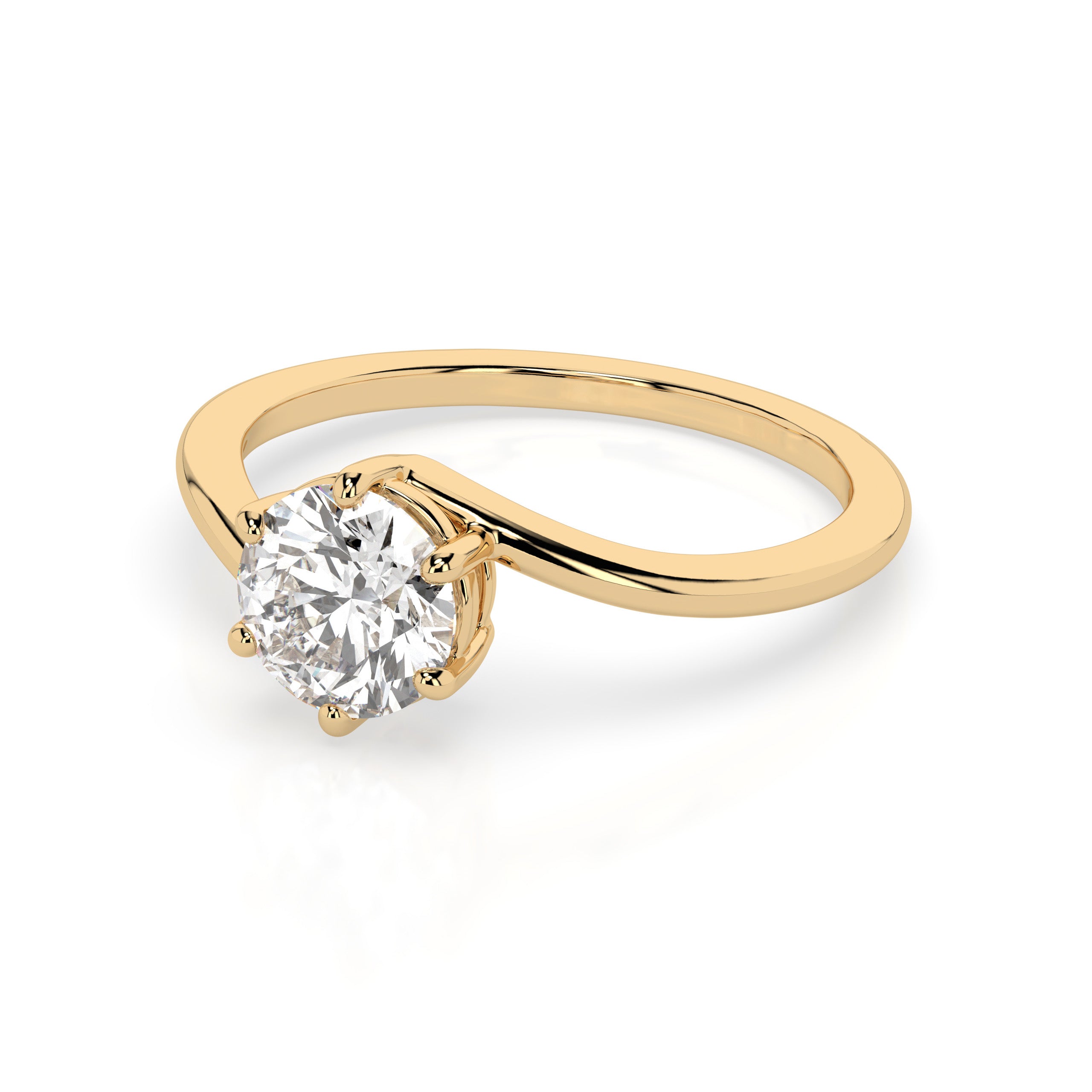 Crossover Solitaire Moissanite Ring