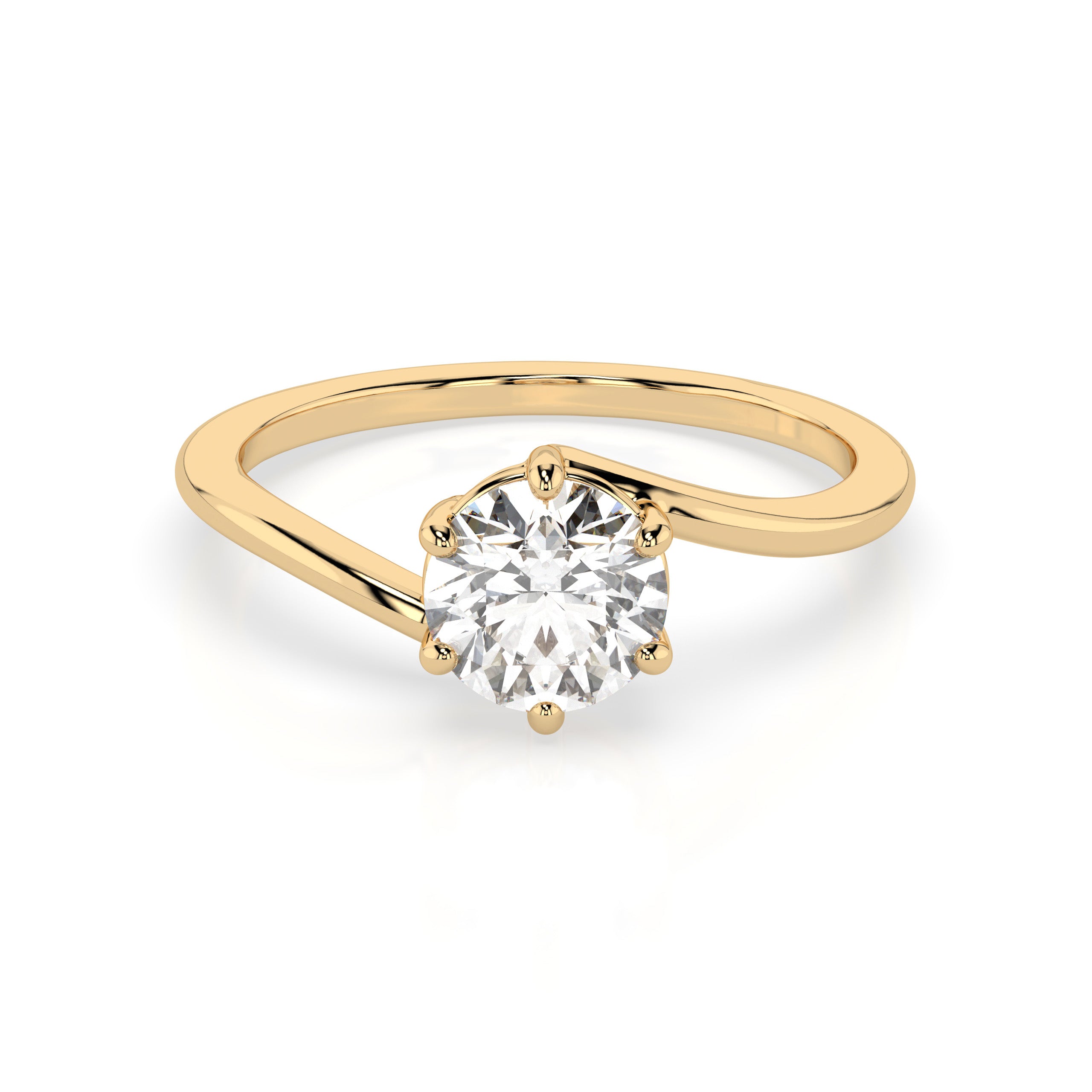 Crossover Solitaire Moissanite Ring