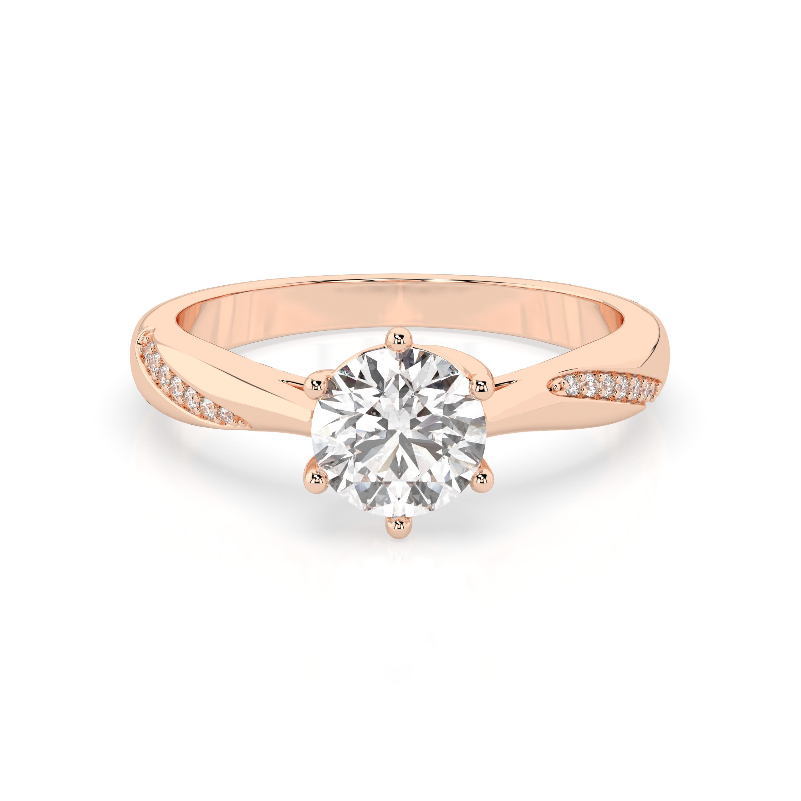 Solitaire Moissanite Ring with Detailed Band