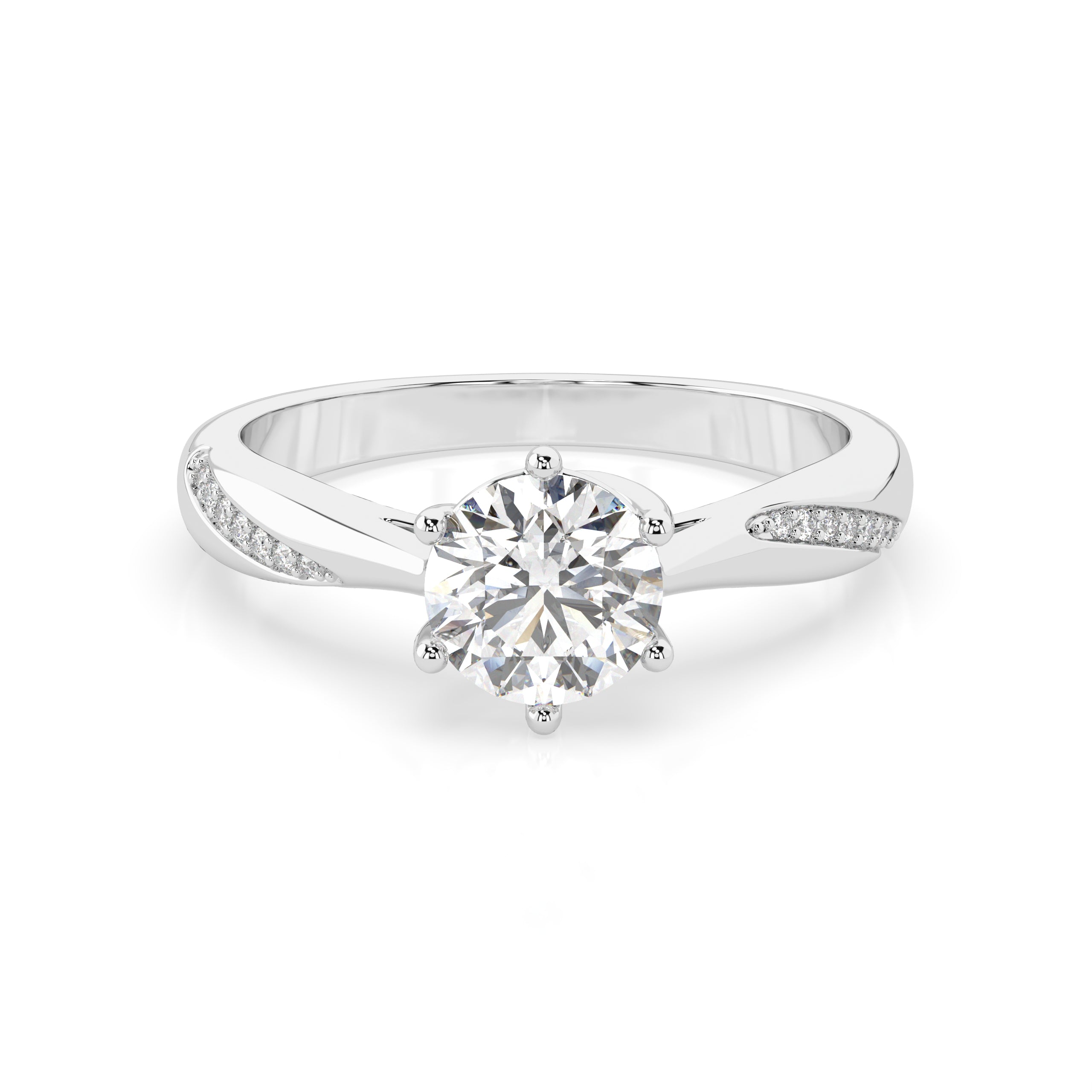 Solitaire Moissanite Ring with Detailed Band